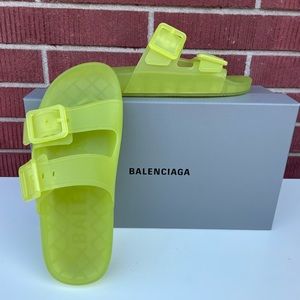 Balenciaga Mallorca Rubber Yellow Slides Sandals SZ 10